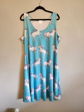 Sleeveless Aqua Unicorn Dress From Cowcow